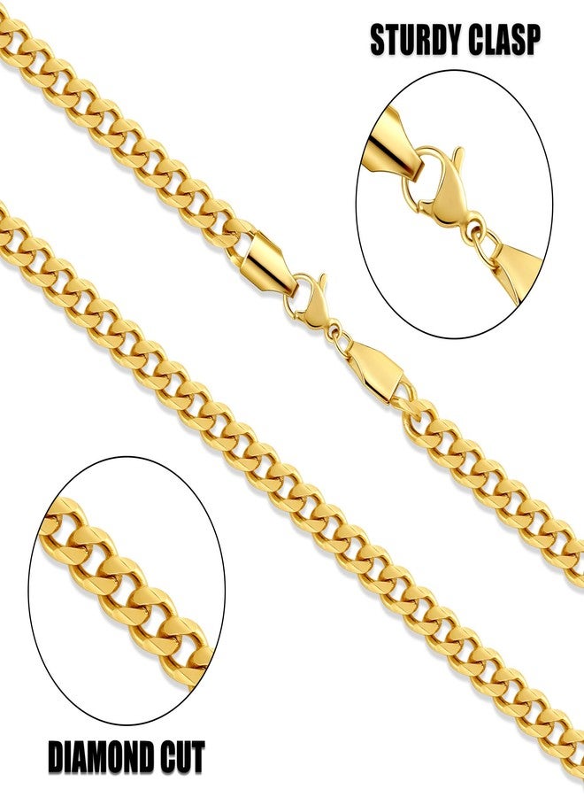 Fiusem 14k Gold Plated Cuban Link Chain for Men, 5mm Mens Chain Necklaces, Stainless Steel Chain Necklaces for Men Women, 20 inch - Image 4